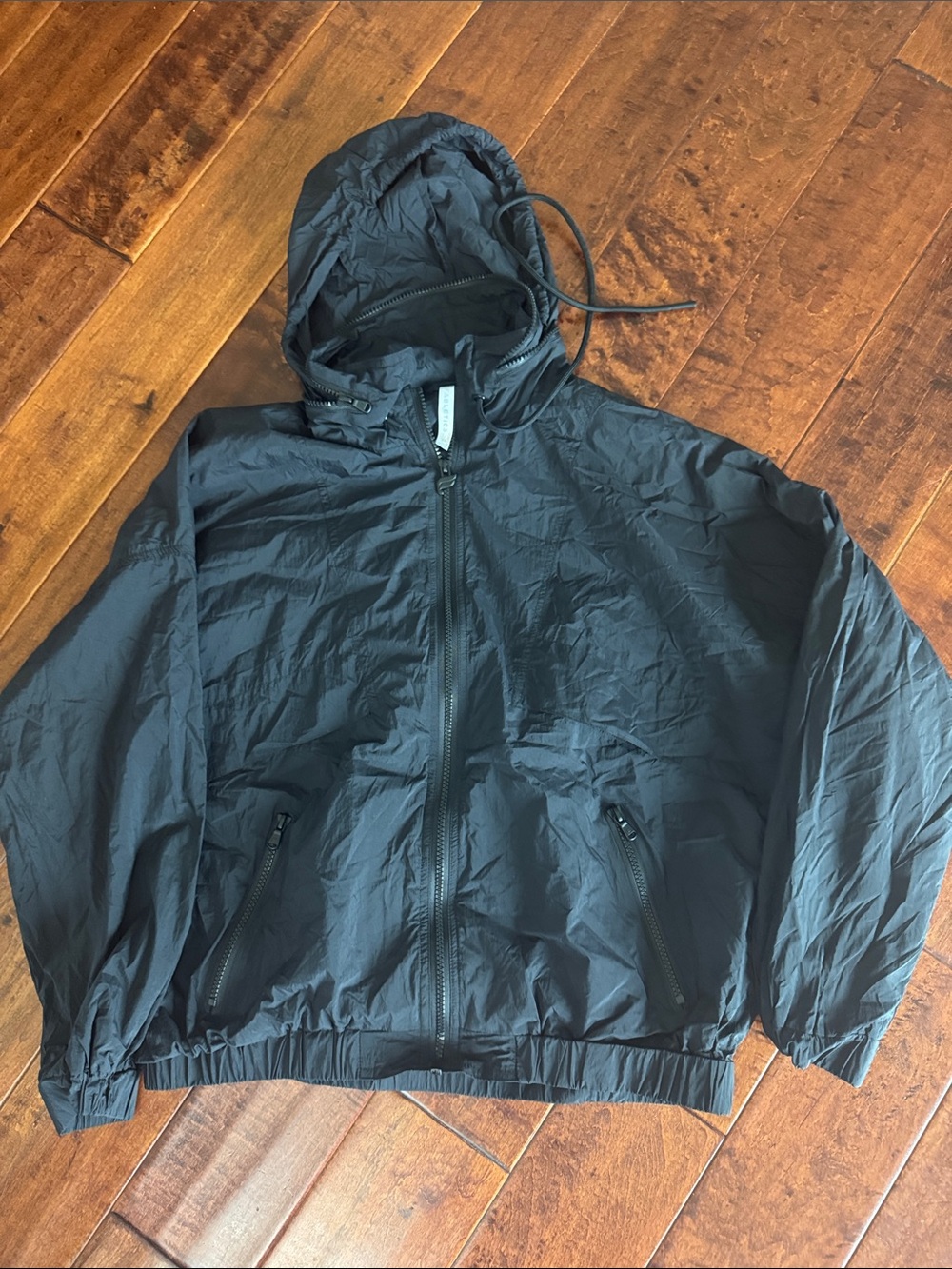 Women’s Black Hooded Windbreaker Jacket M Running